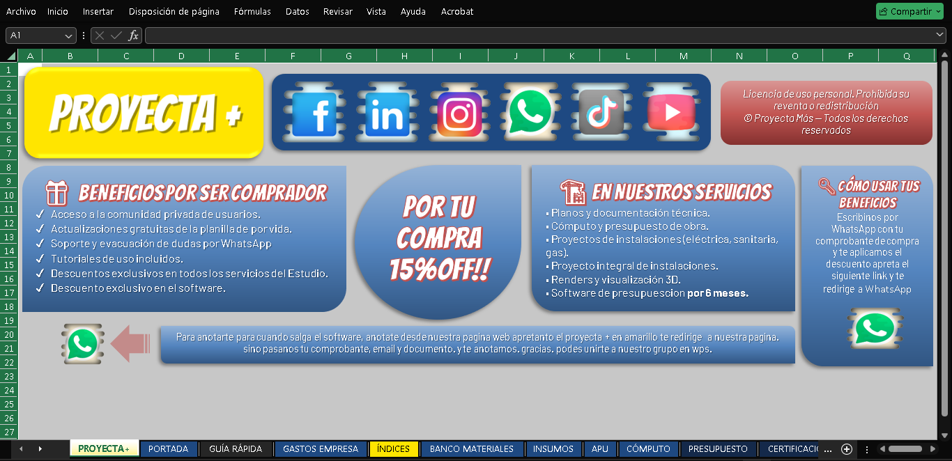 Captura de las planillas Proyecta Más, vista 1